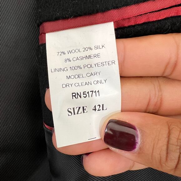 Chereskin Cashmere Wool Silk Black Blazer Jacket Sport Coat Mens 42 Long - Picture 6 of 11